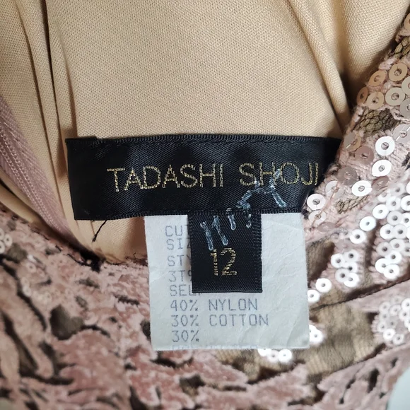 27) TADASHI SHOJI Sequin Champagne V-Neck Sleeveless Cocktail Sz. 12 - Picture 3 of 10